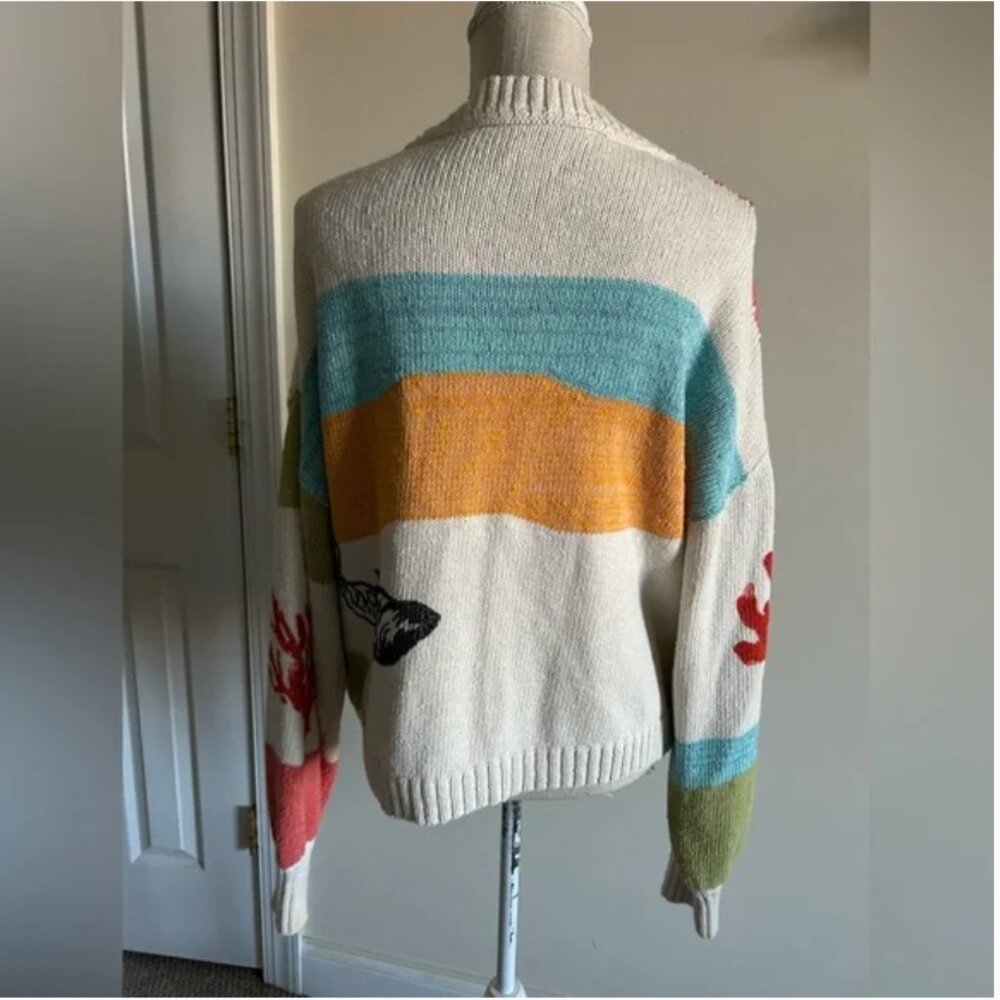 Anthropologie Pilcro Fish Graphic Knit Cardigan Sweater size M - Picture 6 of 8